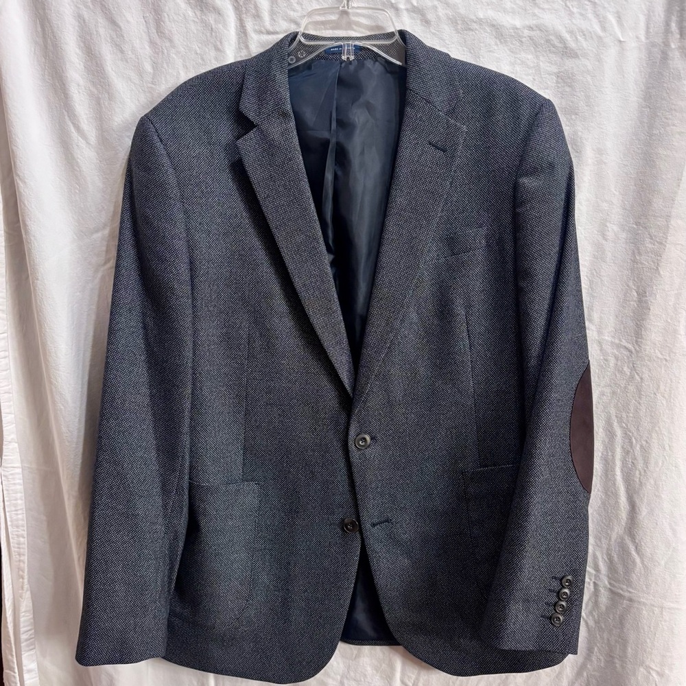 Stafford Charcoal Blazer with Elbow Patches - 44R